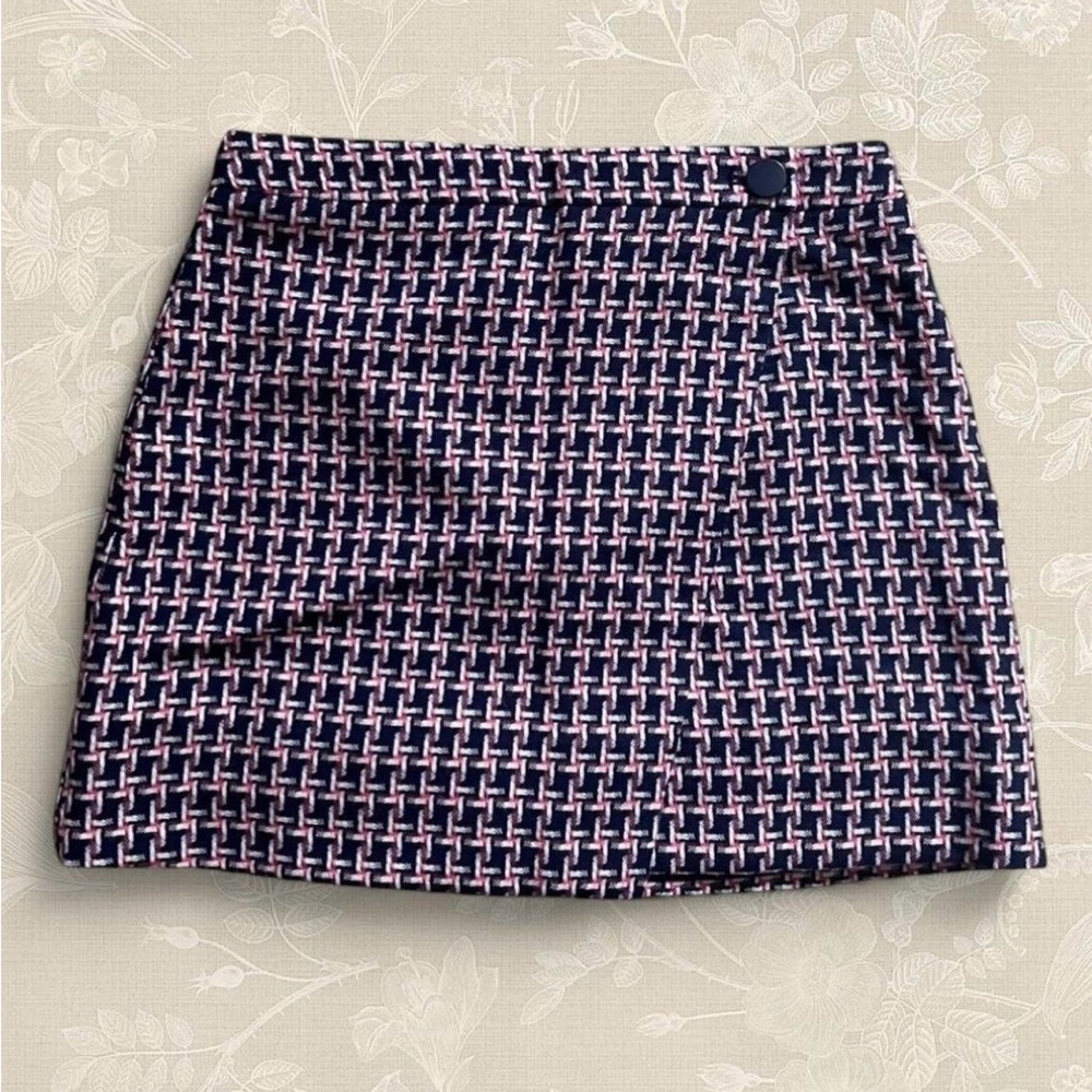 Stylish Black and Pink Patterned Blue Skirt
